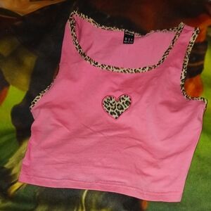 Pink crop top with cheetah border
